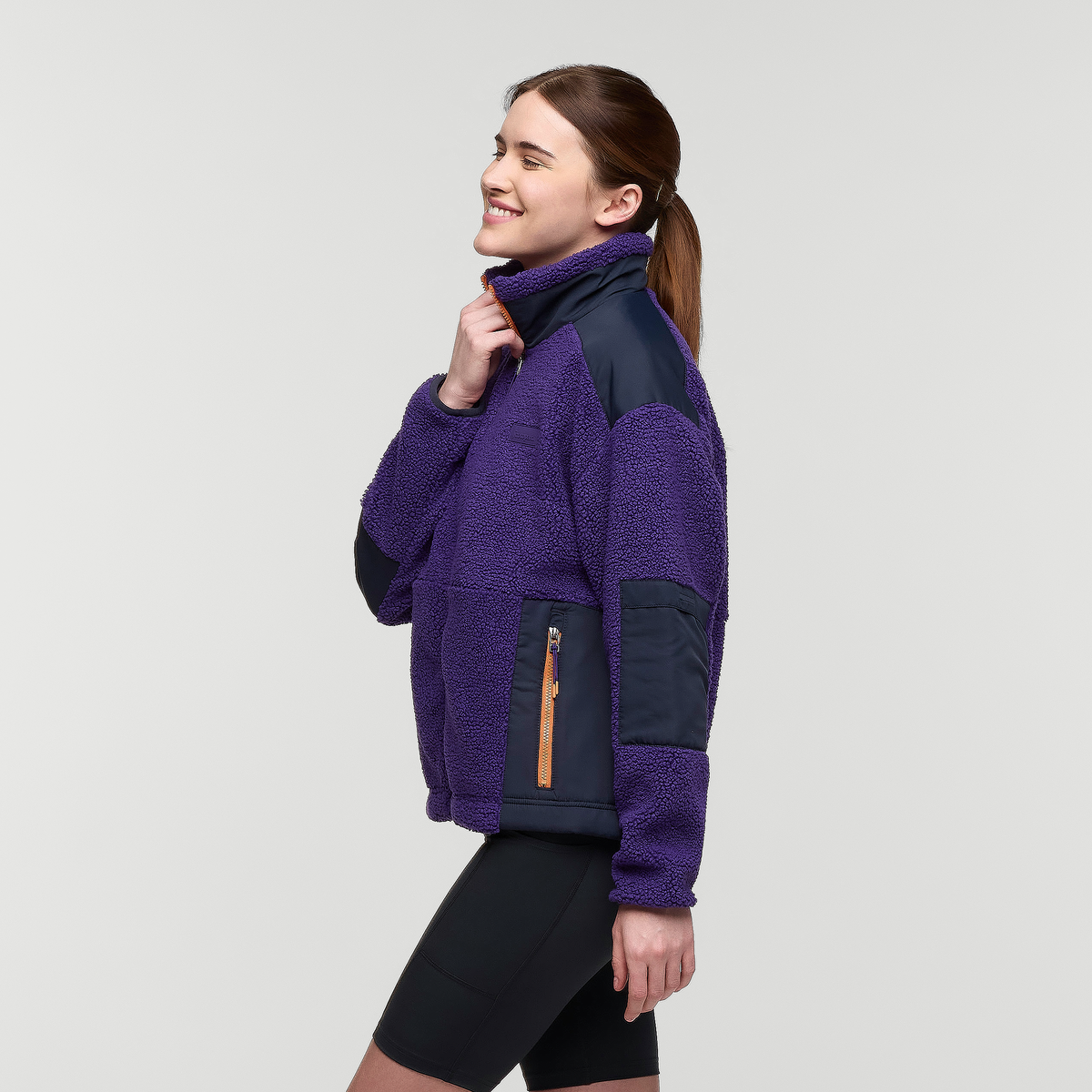 Bacano Fleece Jacket - Women's, Black Violet/Carbon, Model Kathleen