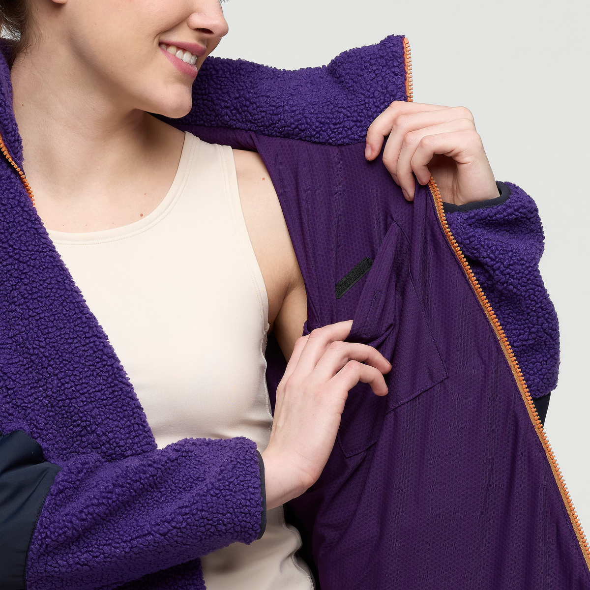 Bacano Fleece Jacket - Women's, Black Violet/Carbon, Model Kathleen