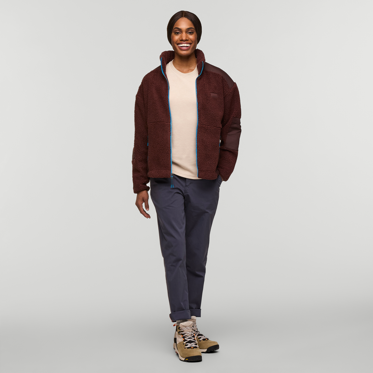 Bacano Fleece Jacket - Women's, Chestnut/Coffee, Model Sydney