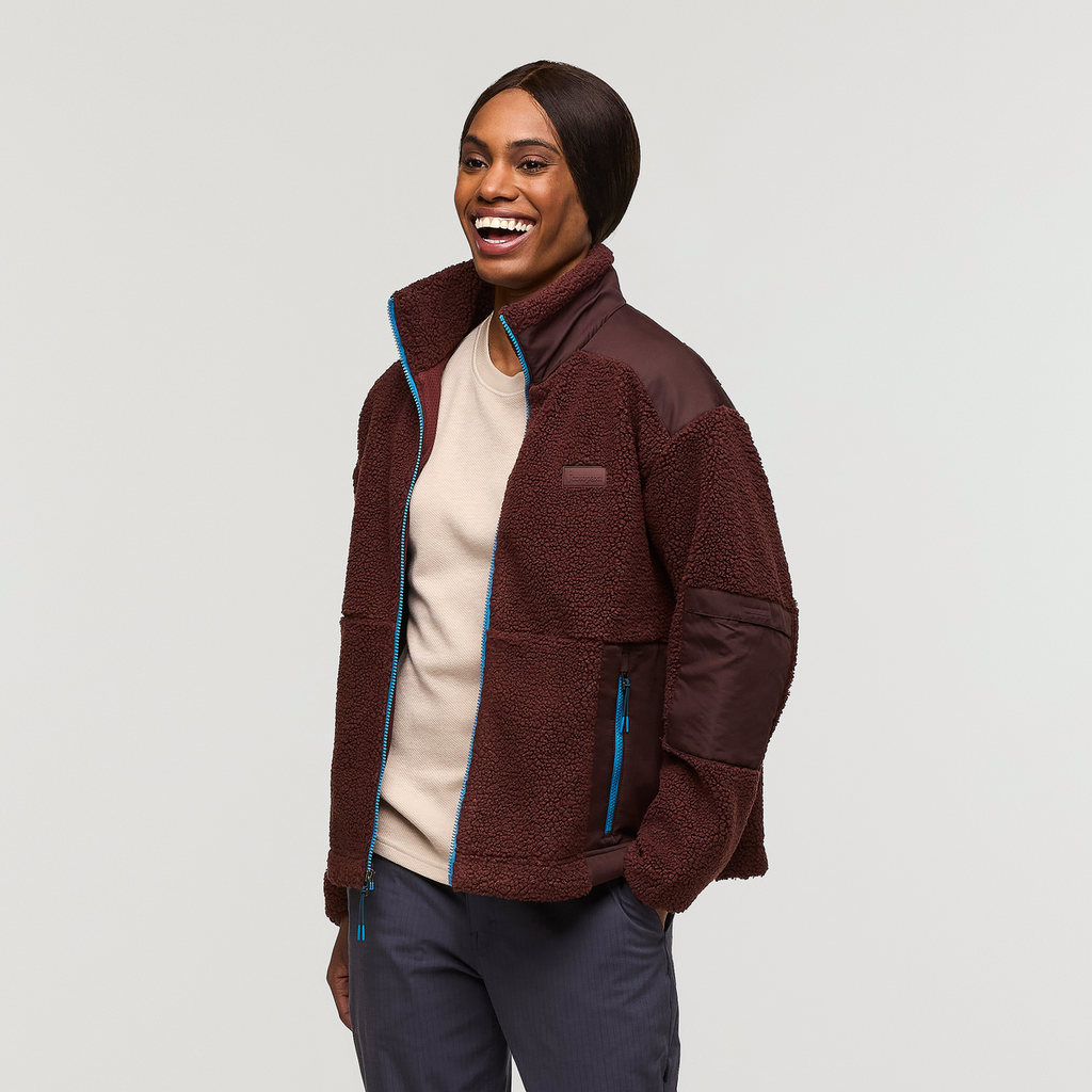 Bacano Fleece Jacket - Women's, Chestnut/Coffee, Model Sydney