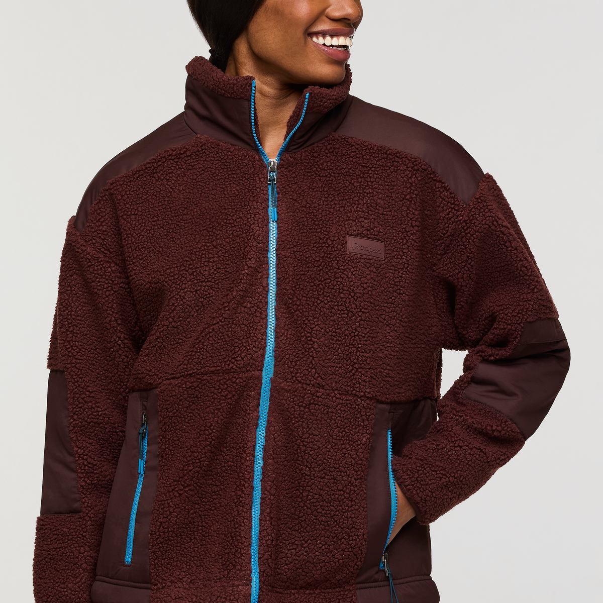 Bacano Fleece Jacket - Women's, Chestnut/Coffee, Model Sydney