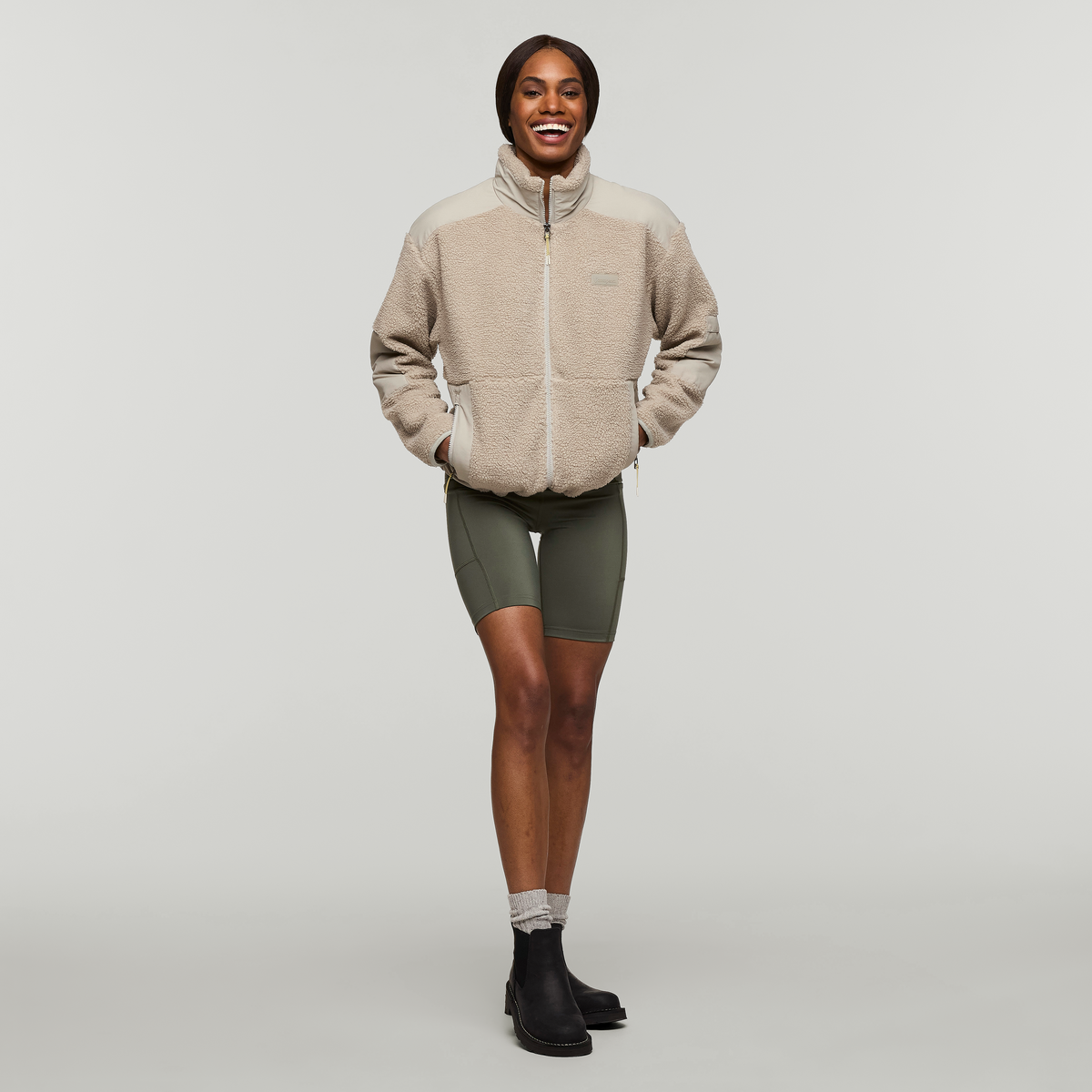 Bacano Fleece Jacket - Women's, Pebble, Model Sydney