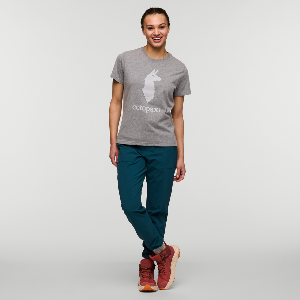 Cotopaxi Llama T-Shirt - Women's, Heather Grey, Model London