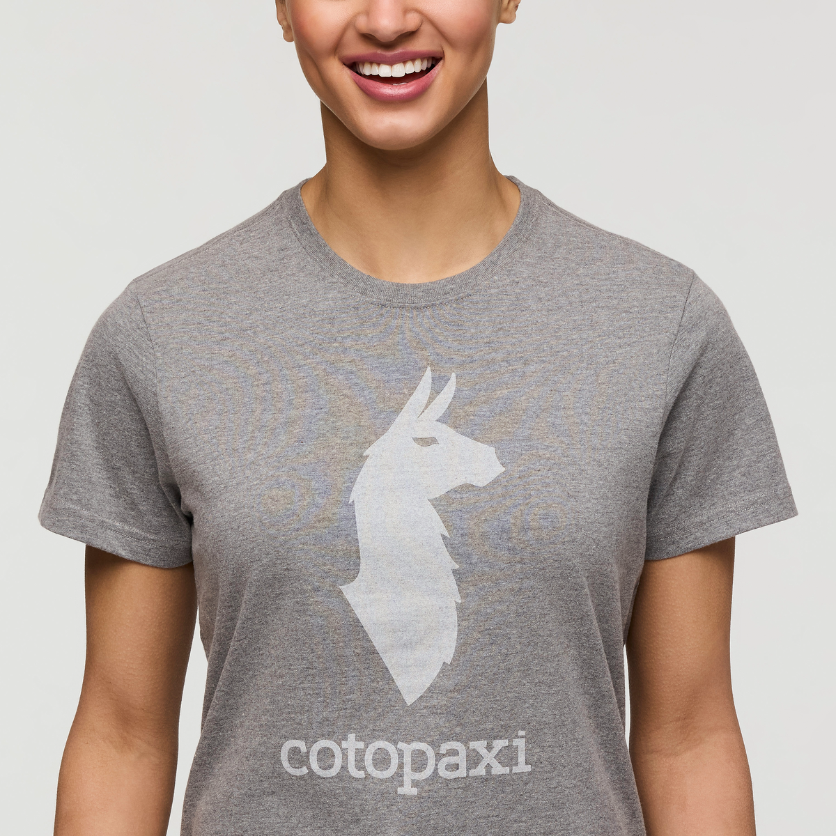 Cotopaxi Llama T-Shirt - Women's, Heather Grey, Model London