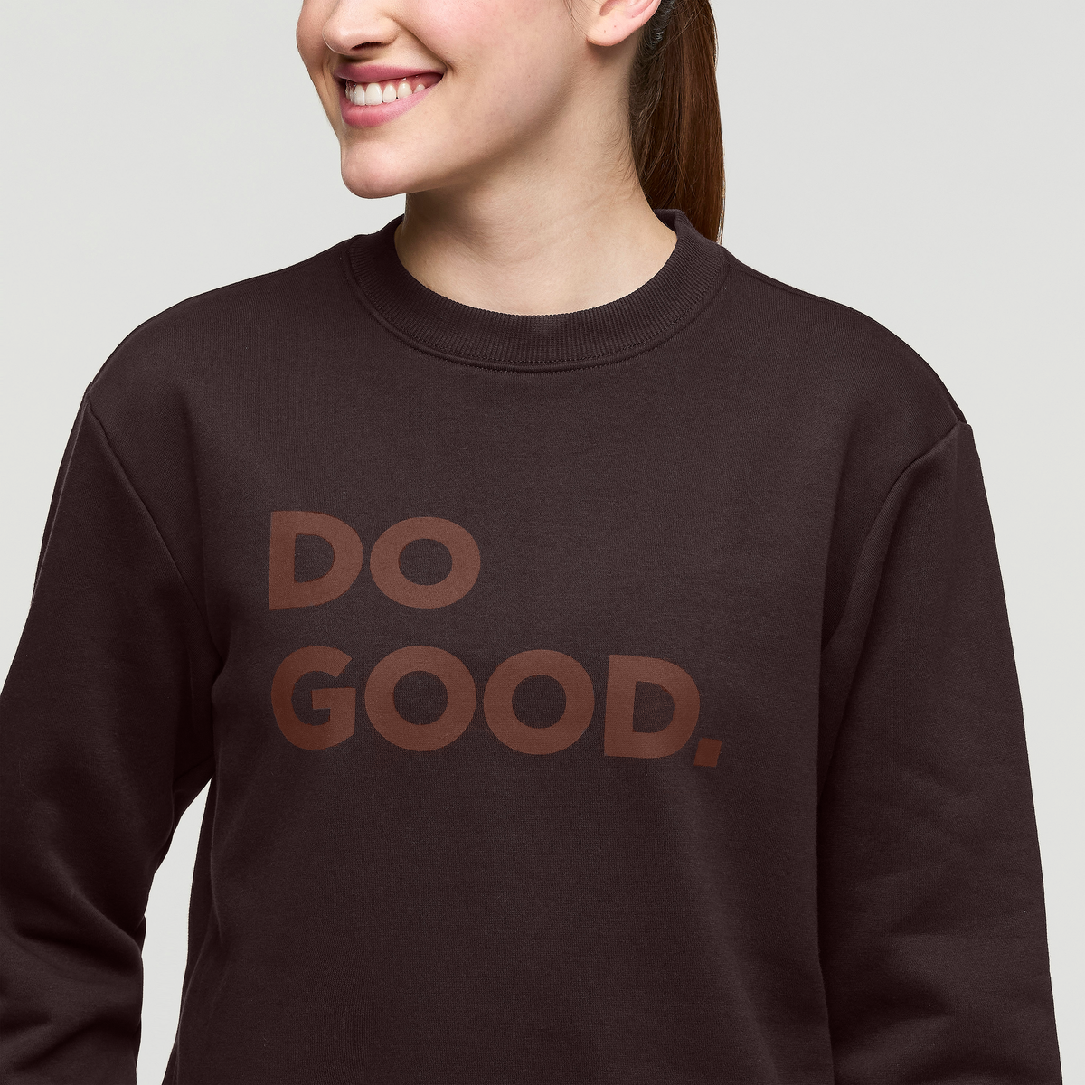 Do Good Crew Sweatshirt - Women's, Coffee, Model Kathleen