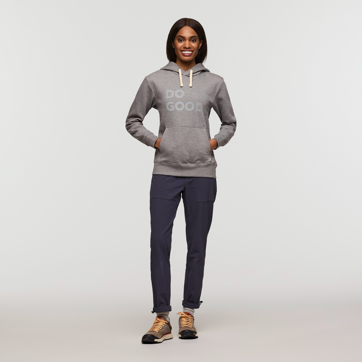 Do Good Pullover Hoodie - Women's, Heather Grey, Model Sydney