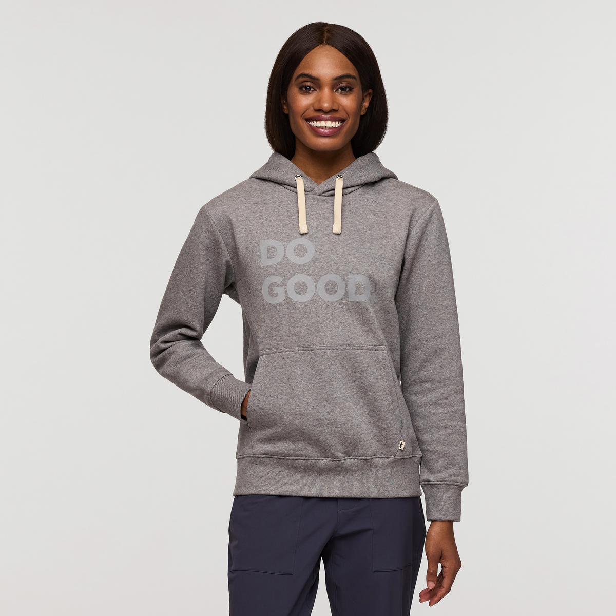 Do Good Pullover Hoodie - Women's, Heather Grey, Model Sydney