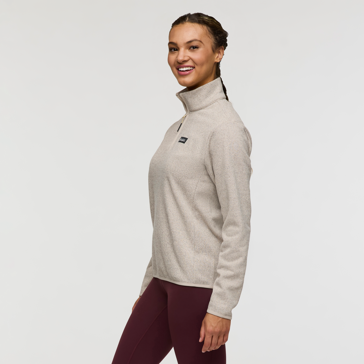 Envo Fleece Quarter-Zip Pullover - Women's, Heather Cream, Model London