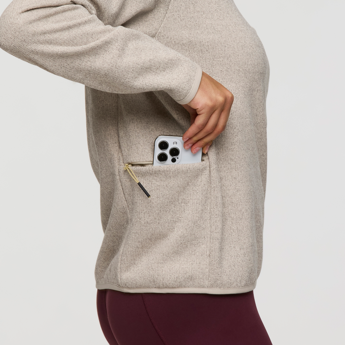 Envo Fleece Quarter-Zip Pullover - Women's, Heather Cream, Model London