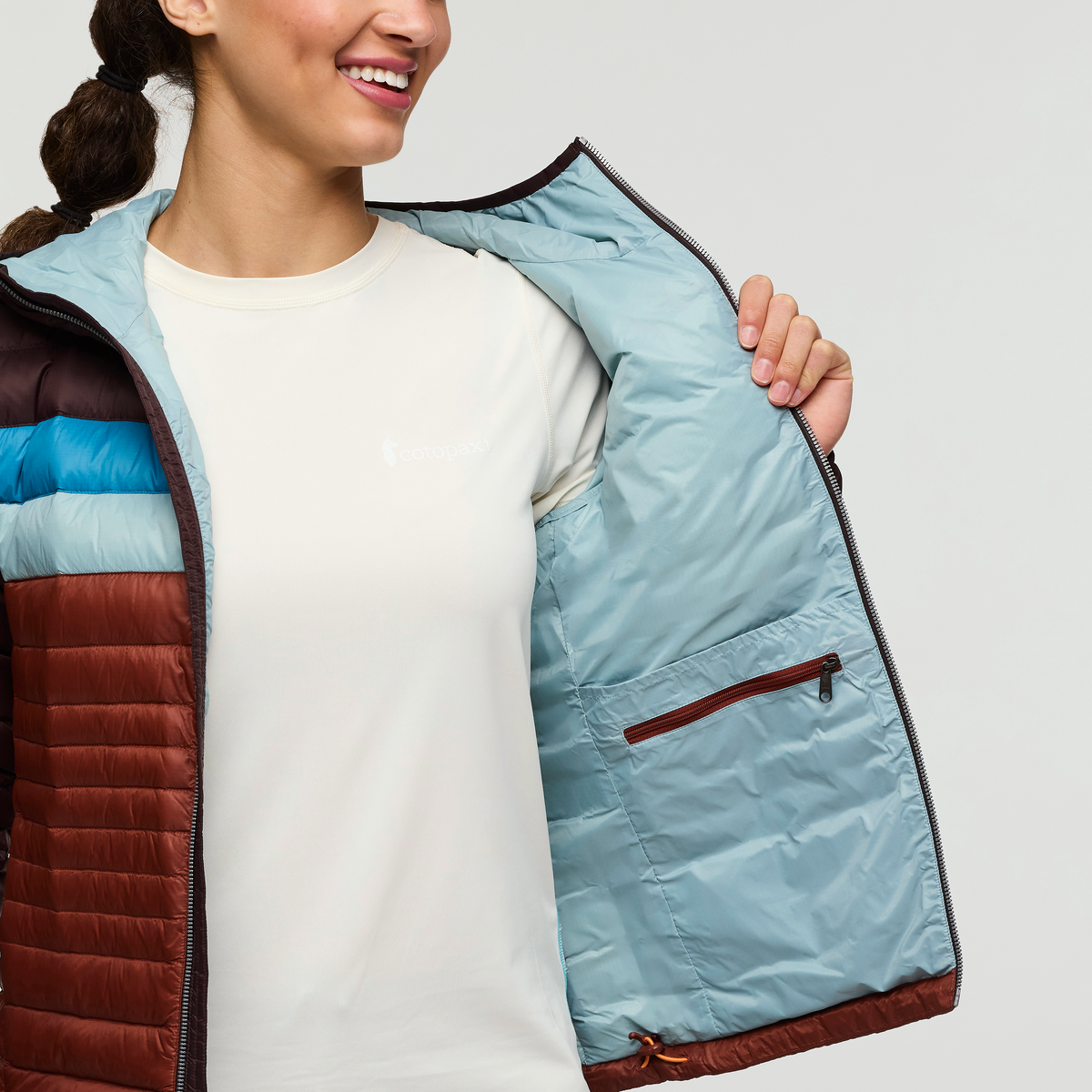 Fuego Hooded Down Jacket - Women's, Coffee/Rusty, Model London