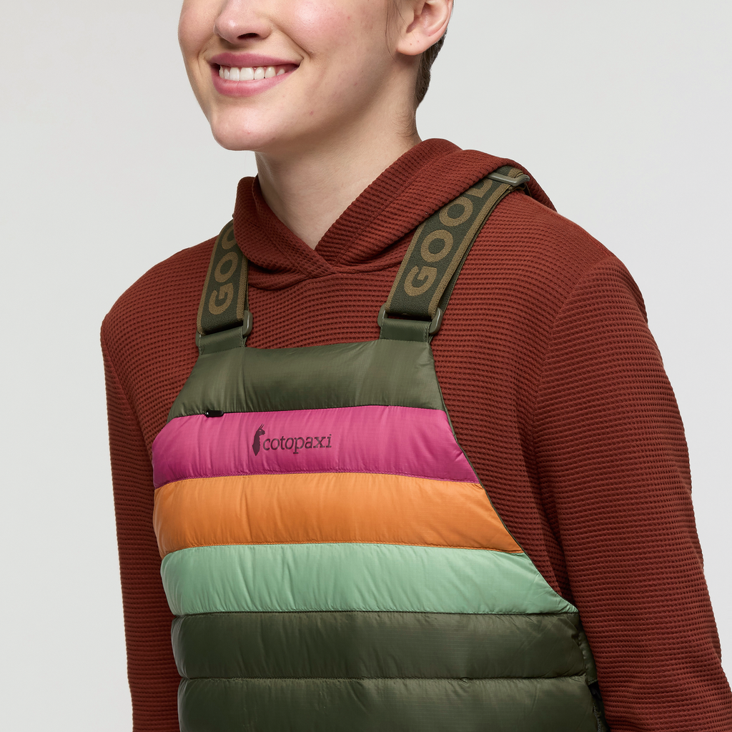Fuego Down Overall - Women's, Fatigue Stripes, Model Kathleen
