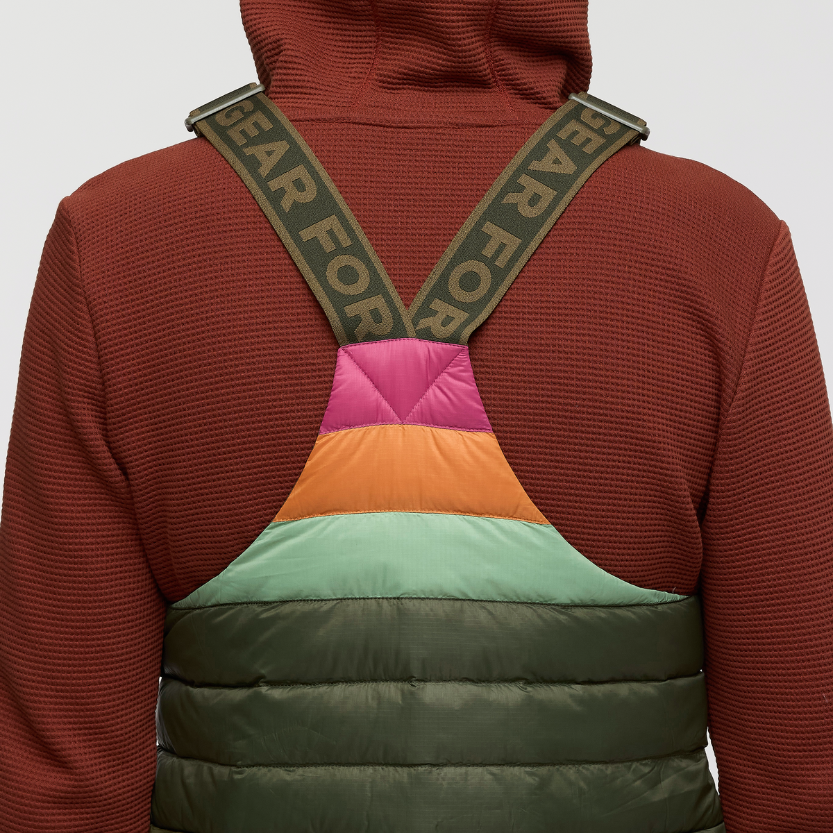 Fuego Down Overall - Women's, Fatigue Stripes, Model Kathleen