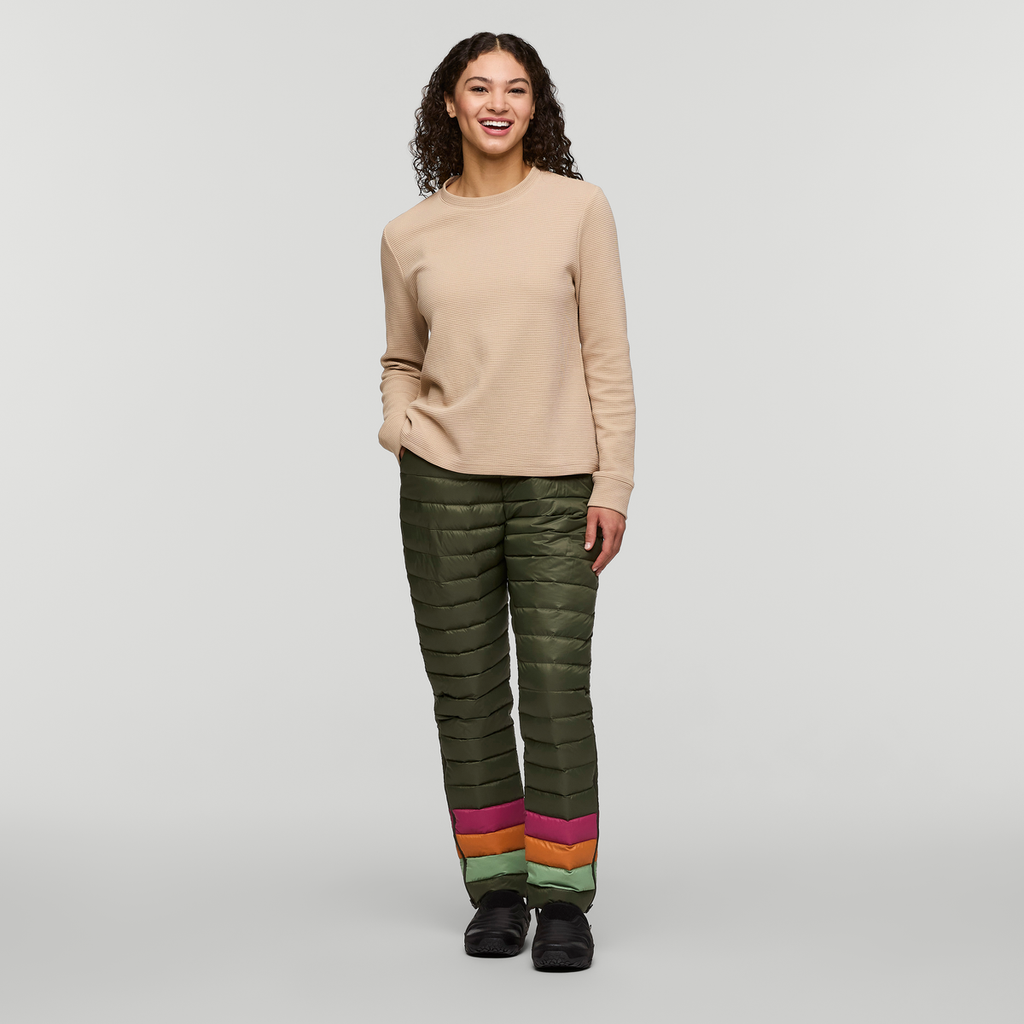 Fuego Down Pant - Women's, Fatigue Stripes, Model London