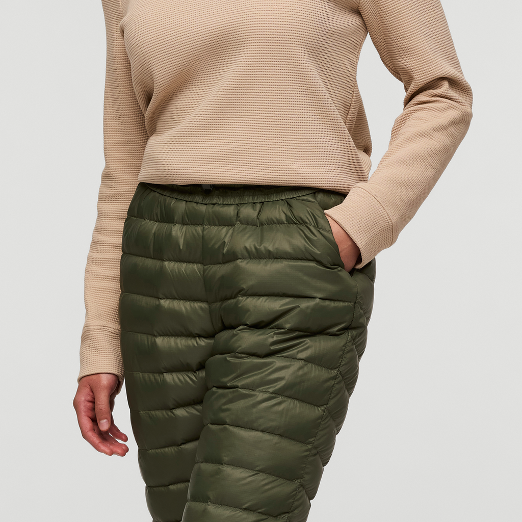 Fuego Down Pant - Women's, Fatigue Stripes, Model London