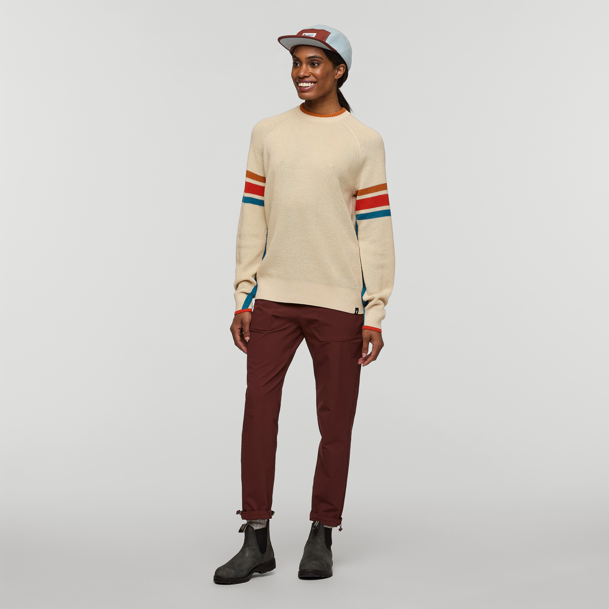 Libre Waffle Crew Sweater - Women's, Cream, Model Sydney