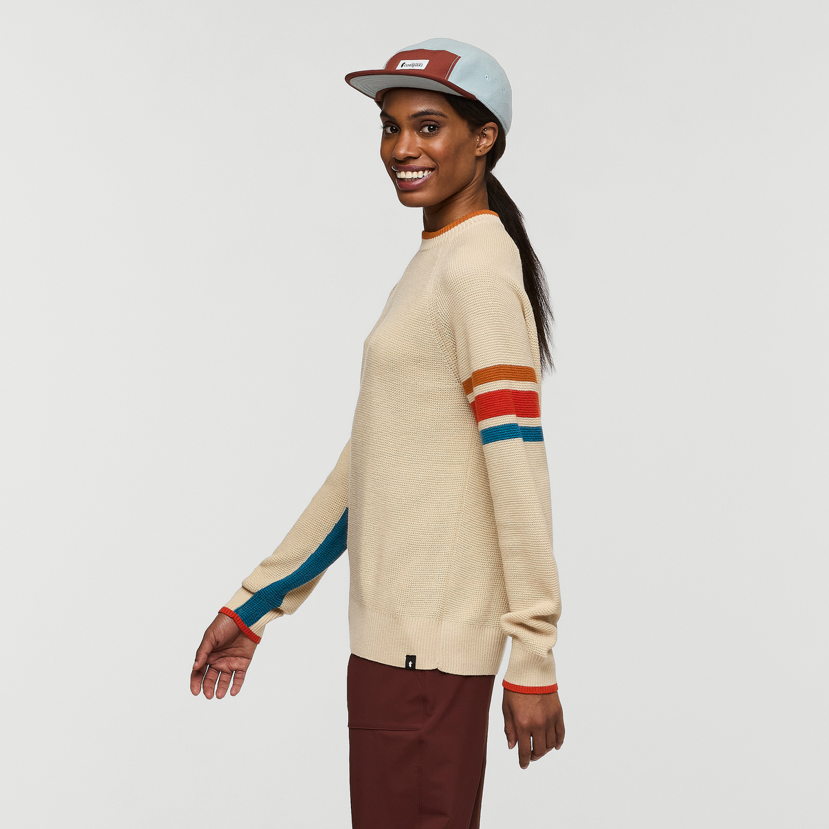 Libre Waffle Crew Sweater - Women's, Cream, Model Sydney