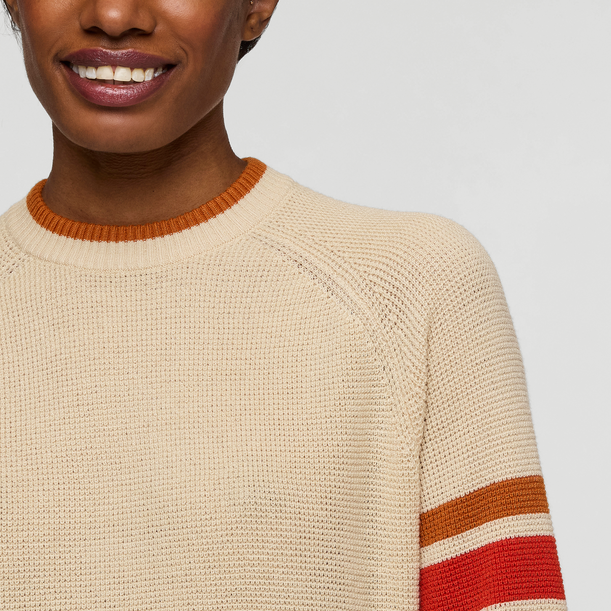 Libre Waffle Crew Sweater - Women's, Cream, Model Sydney