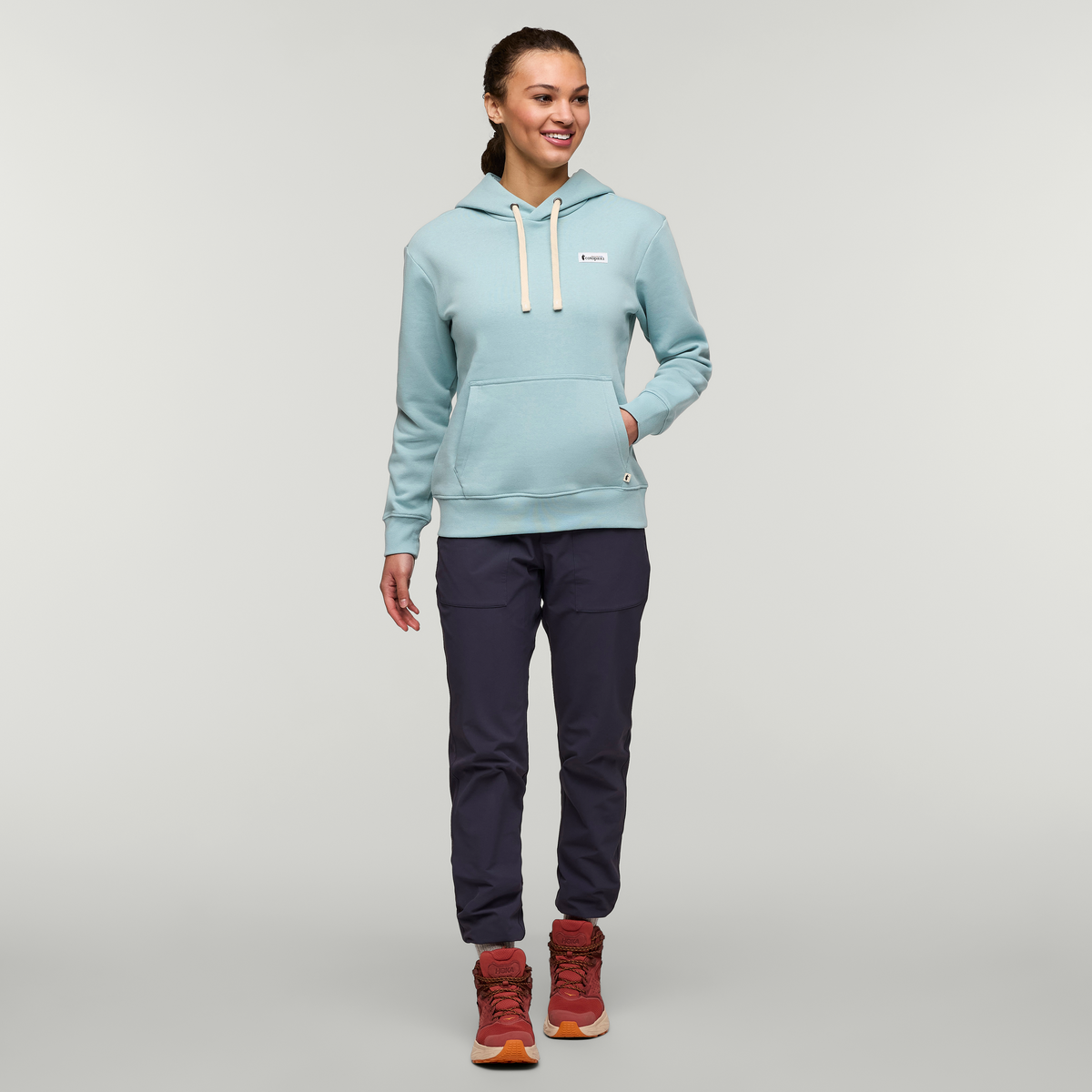 Llama Patch Pullover Hoodie - Women's, Sea Spray, Model London