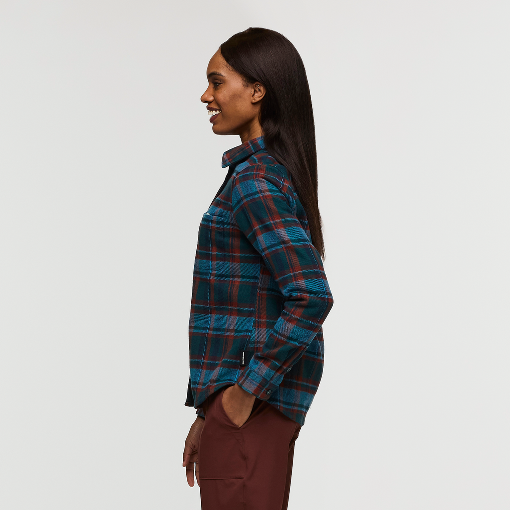 Mero Organic Flannel Shirt - Women's, Abyss Plaid, Model Sydney