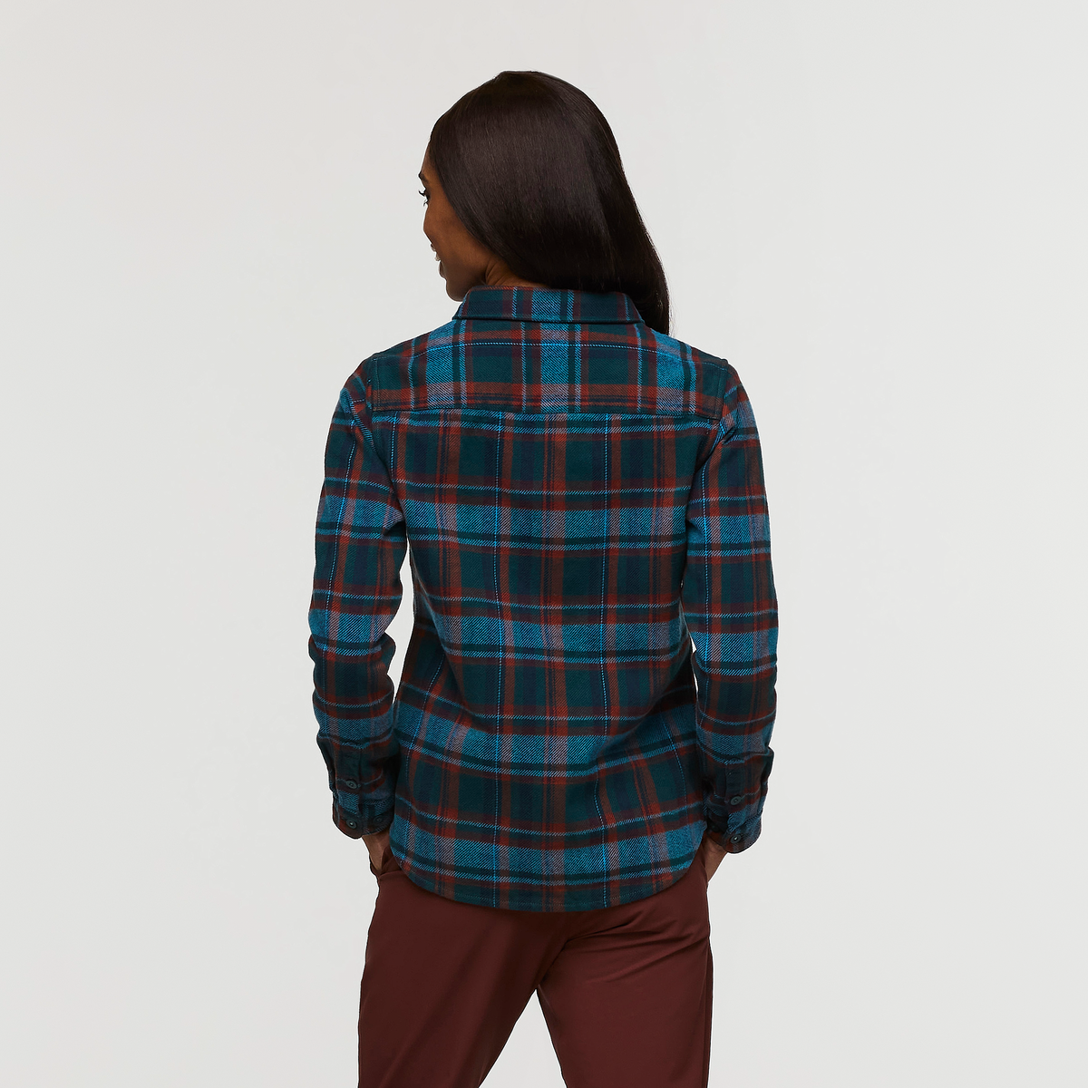 Mero Organic Flannel Shirt - Women's, Abyss Plaid, Model Sydney