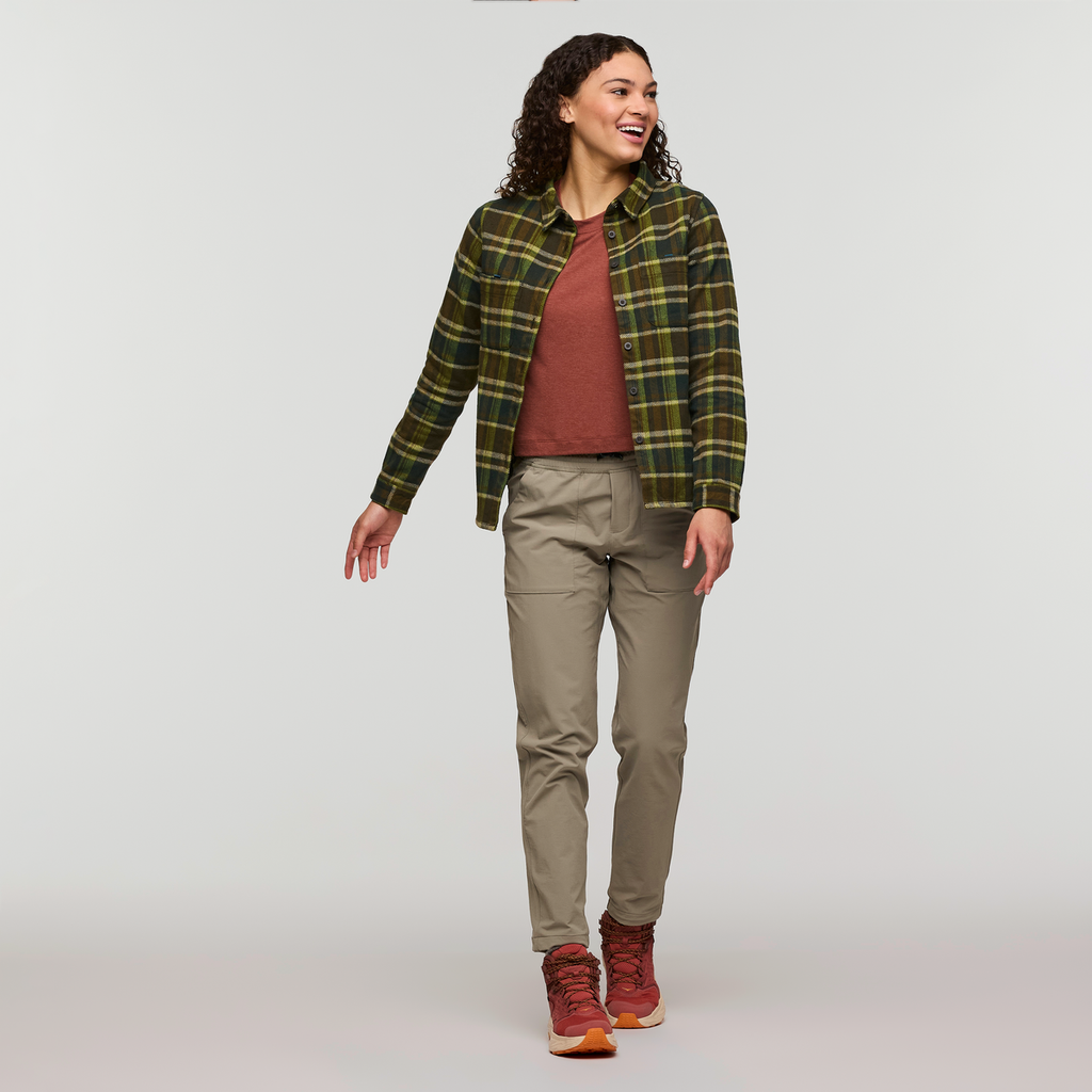 Mero Organic Flannel Shirt - Women's, Woods Plaid, Model London