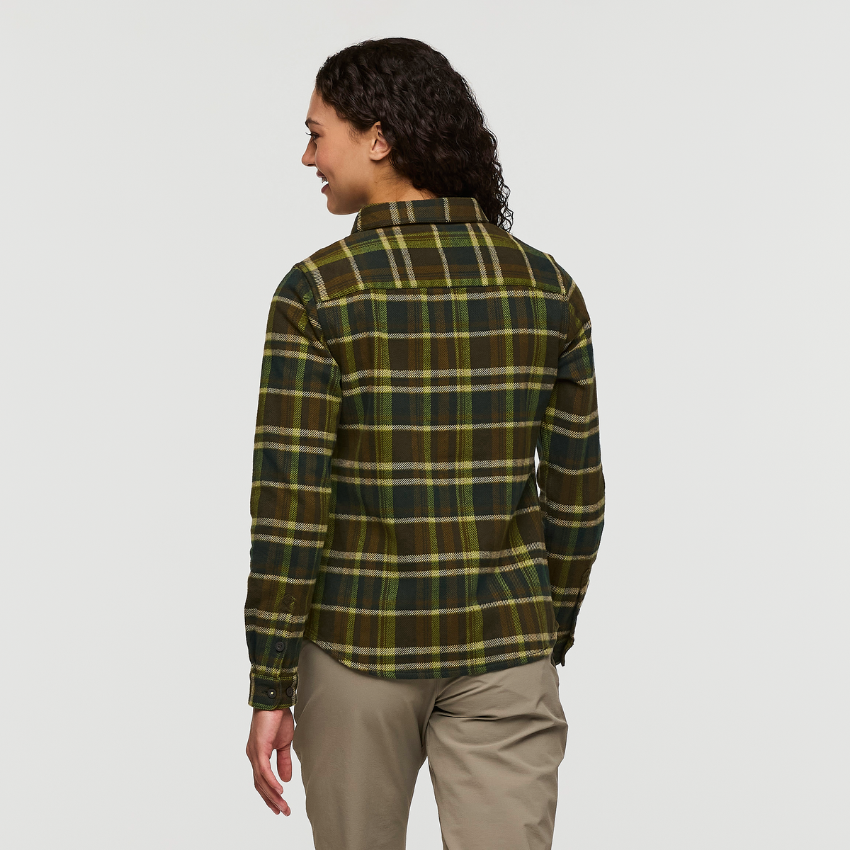 Mero Organic Flannel Shirt - Women's, Woods Plaid, Model London