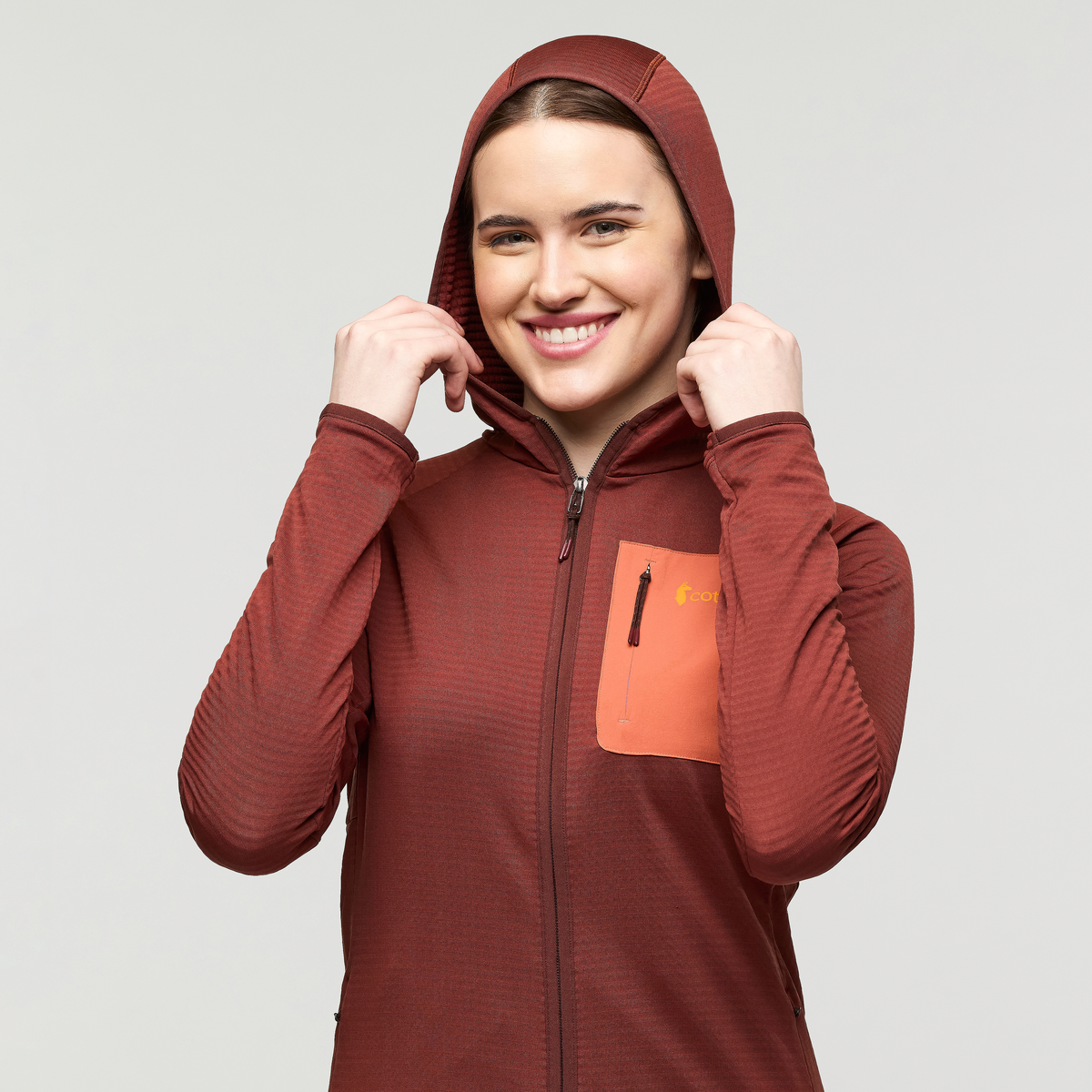 Otero Fleece Full-Zip Hooded Jacket - Women's, Rusty, Model Kathleen