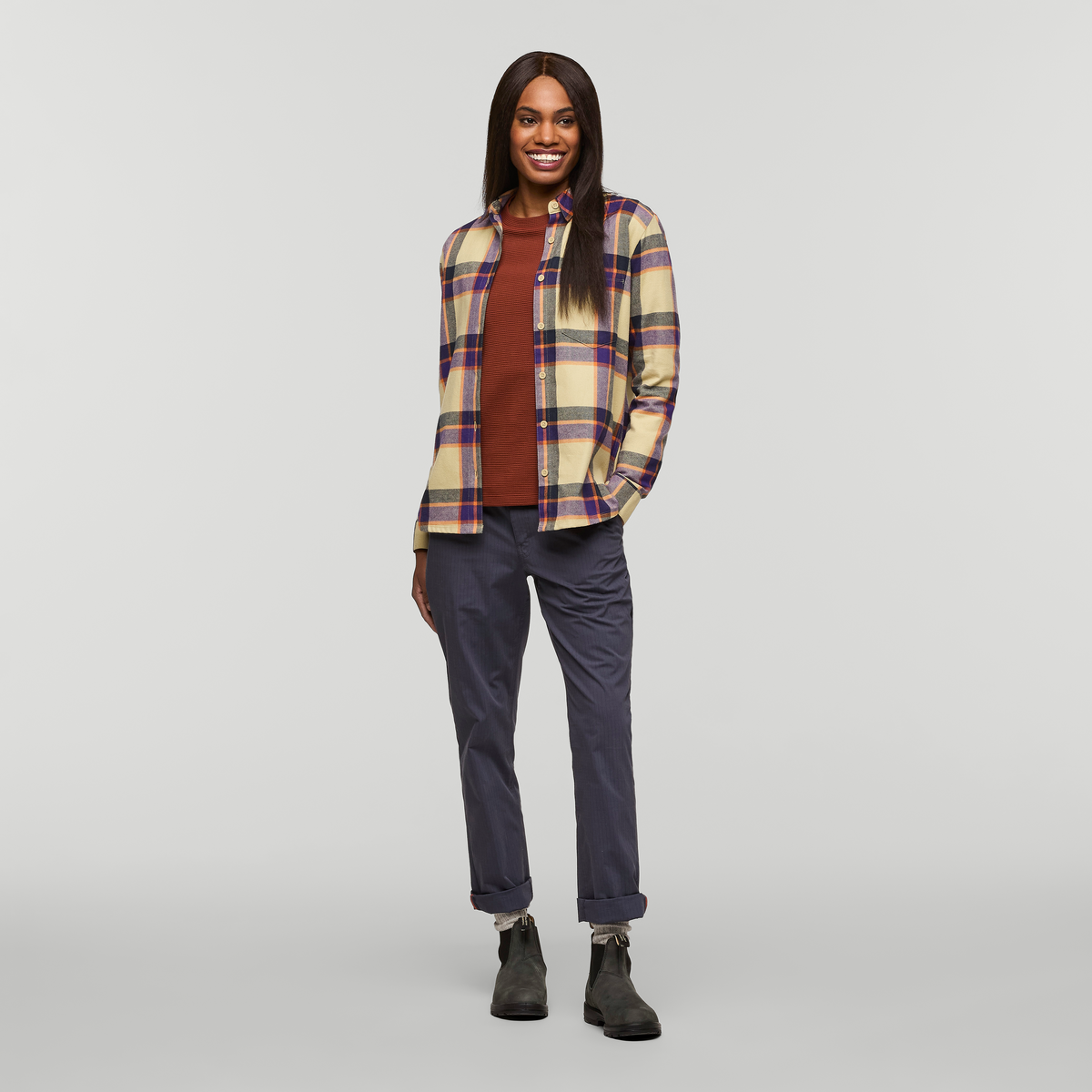 Quedo Flannel Shirt - Women's, Grain Plaid, Model London