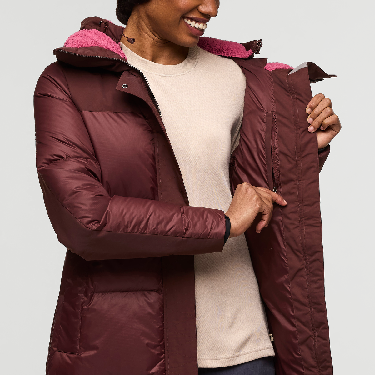Solazo Down Parka - Women's, Chestnut, Model Sydney