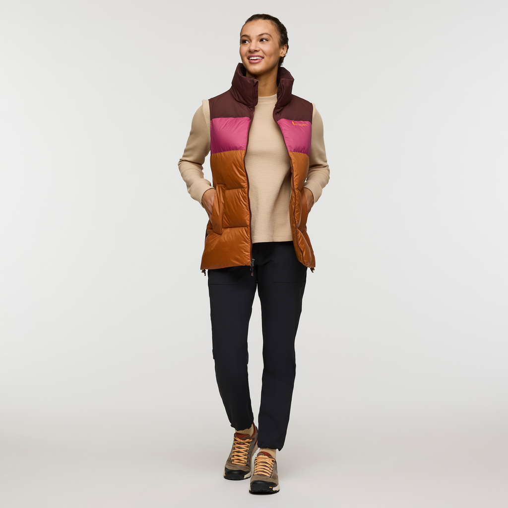 Solazo Down Vest - Women's, Chestnut/Sangria, Model London