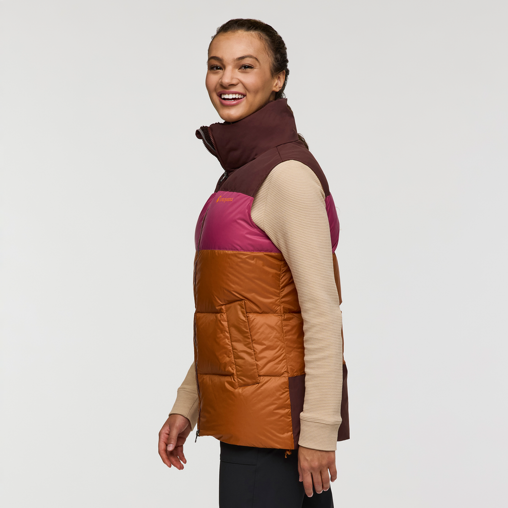 Solazo Down Vest - Women's, Chestnut/Sangria, Model London