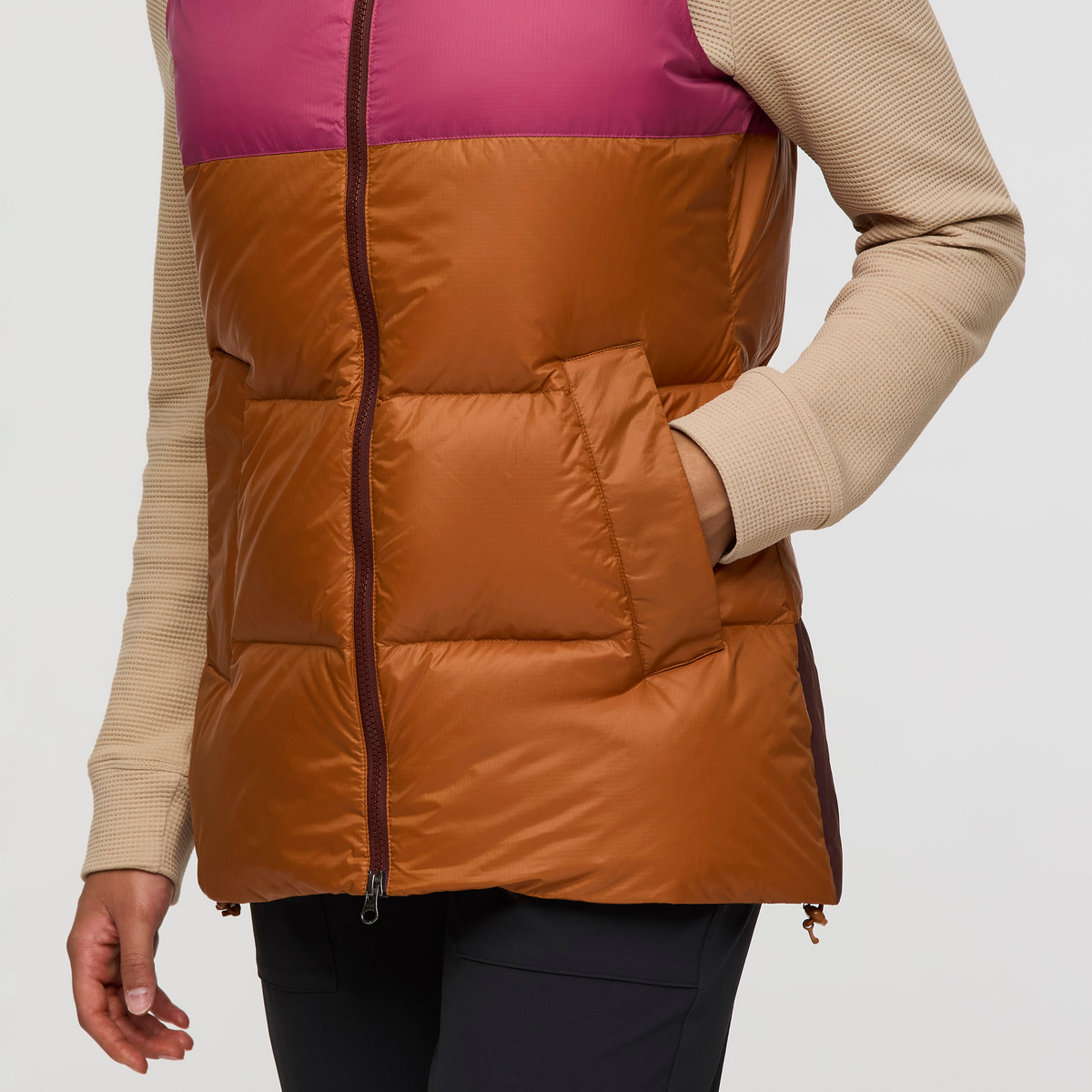 Solazo Down Vest - Women's, Chestnut/Sangria, Model London