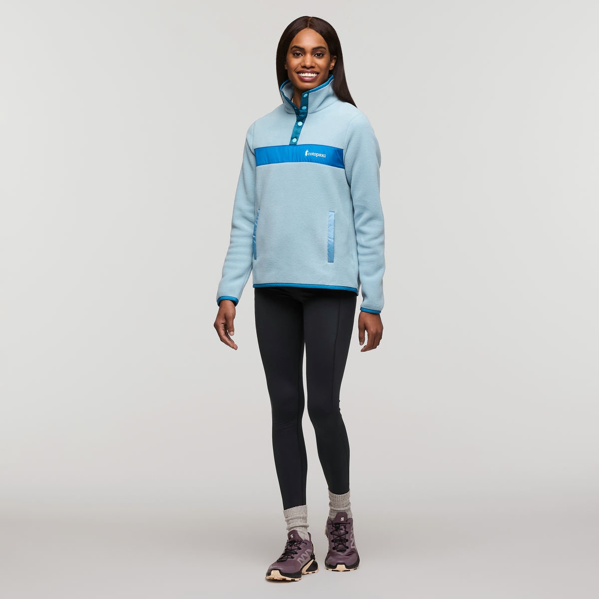 Teca Fleece Pullover - Women's, Whale Song, Model Sydney