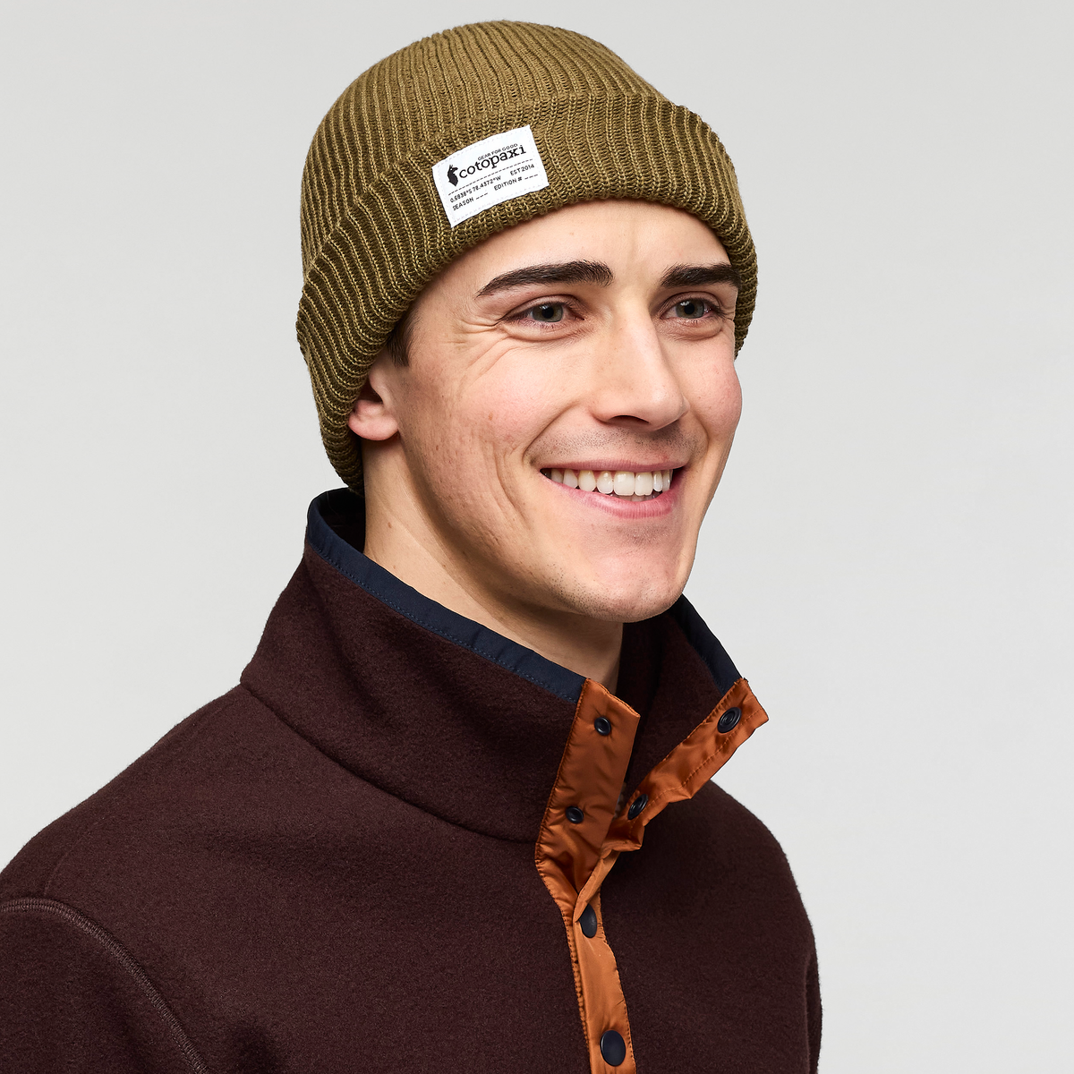 Wharf Beanie - Cotopaxi Patch, Live Oak, Detail