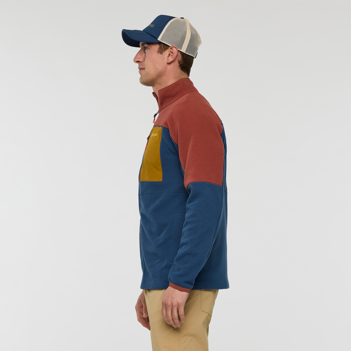 Abrazo Fleece Full-Zip Jacket - Men's, Nutmeg/Deep Sea, Model Jackson