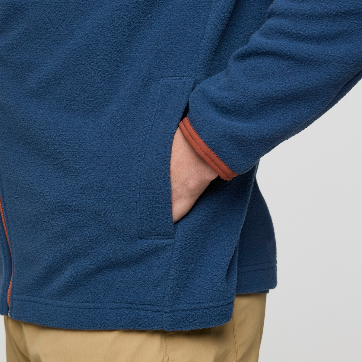 Abrazo Fleece Full-Zip Jacket - Men's, Nutmeg/Deep Sea, Model Jackson