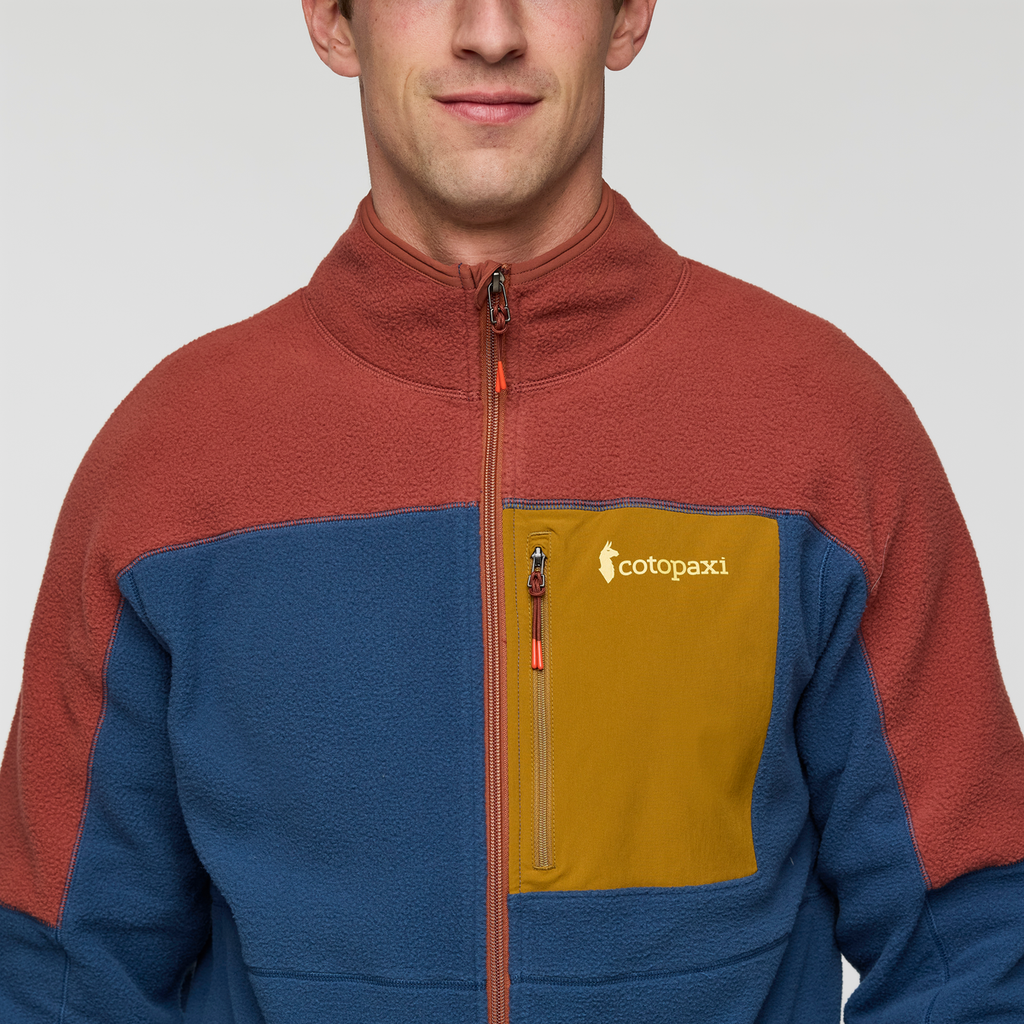 Abrazo Fleece Full-Zip Jacket - Men's, Nutmeg/Deep Sea, Model Jackson