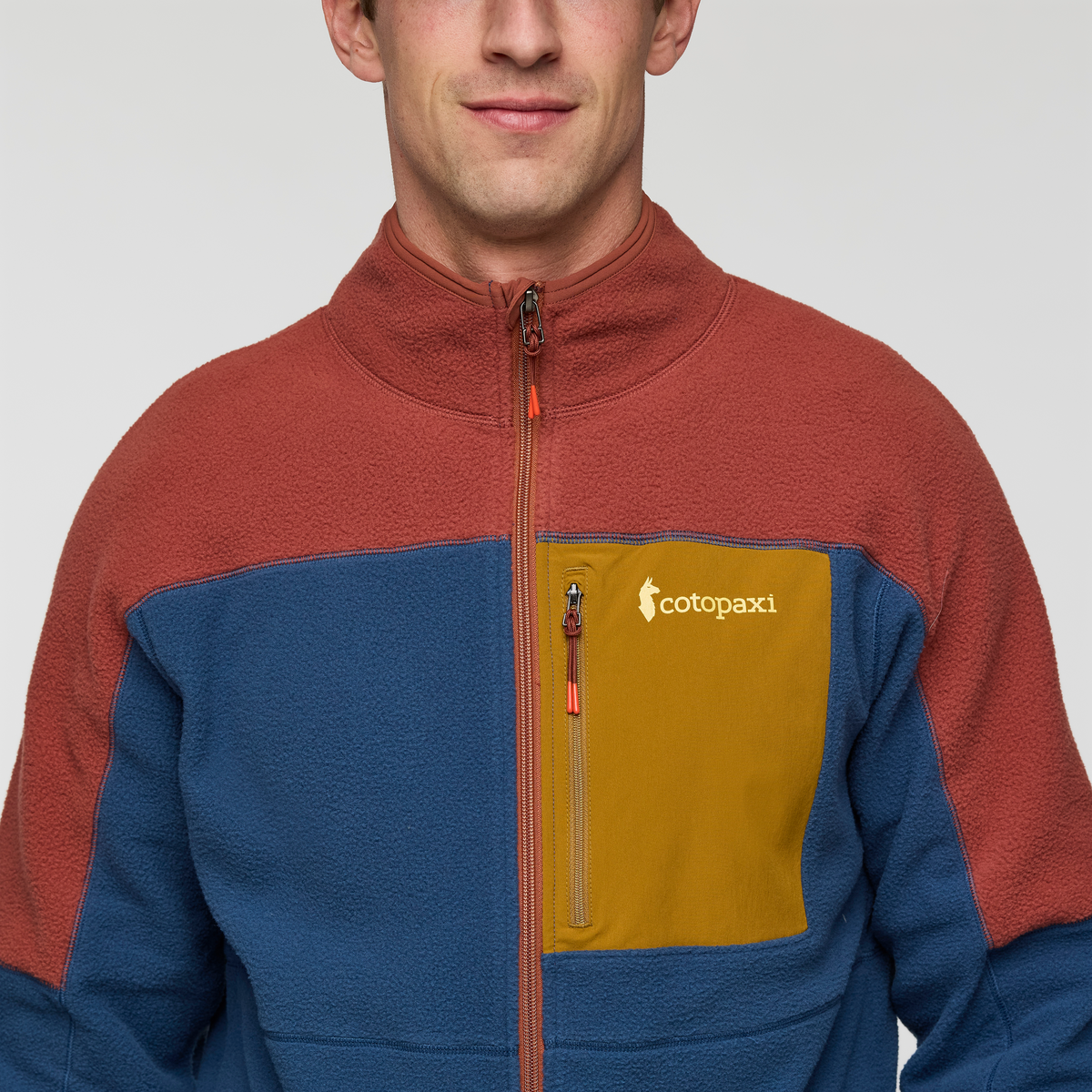Abrazo Fleece Full-Zip Jacket - Men's, Nutmeg/Deep Sea, Model Jackson
