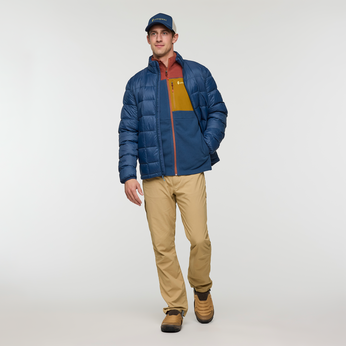 Abrazo Fleece Full-Zip Jacket - Men's, Nutmeg/Deep Sea, Model Jackson
