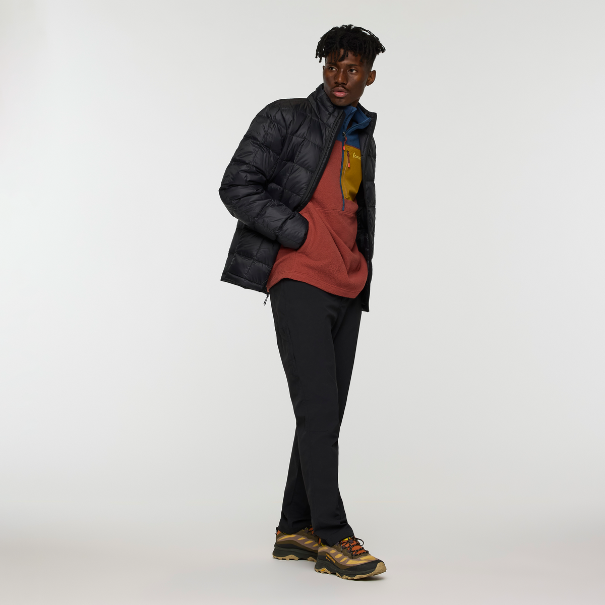Abrazo Fleece Half-Zip Jacket - Men's, Deep Sea/Nutmeg, Model Nicolas