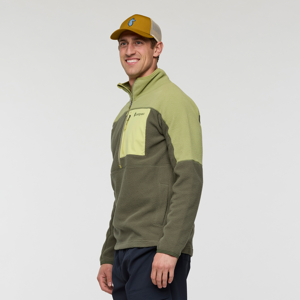 Abrazo Fleece Half-Zip Jacket - Men's, Seed/Fatigue, Model Jackson