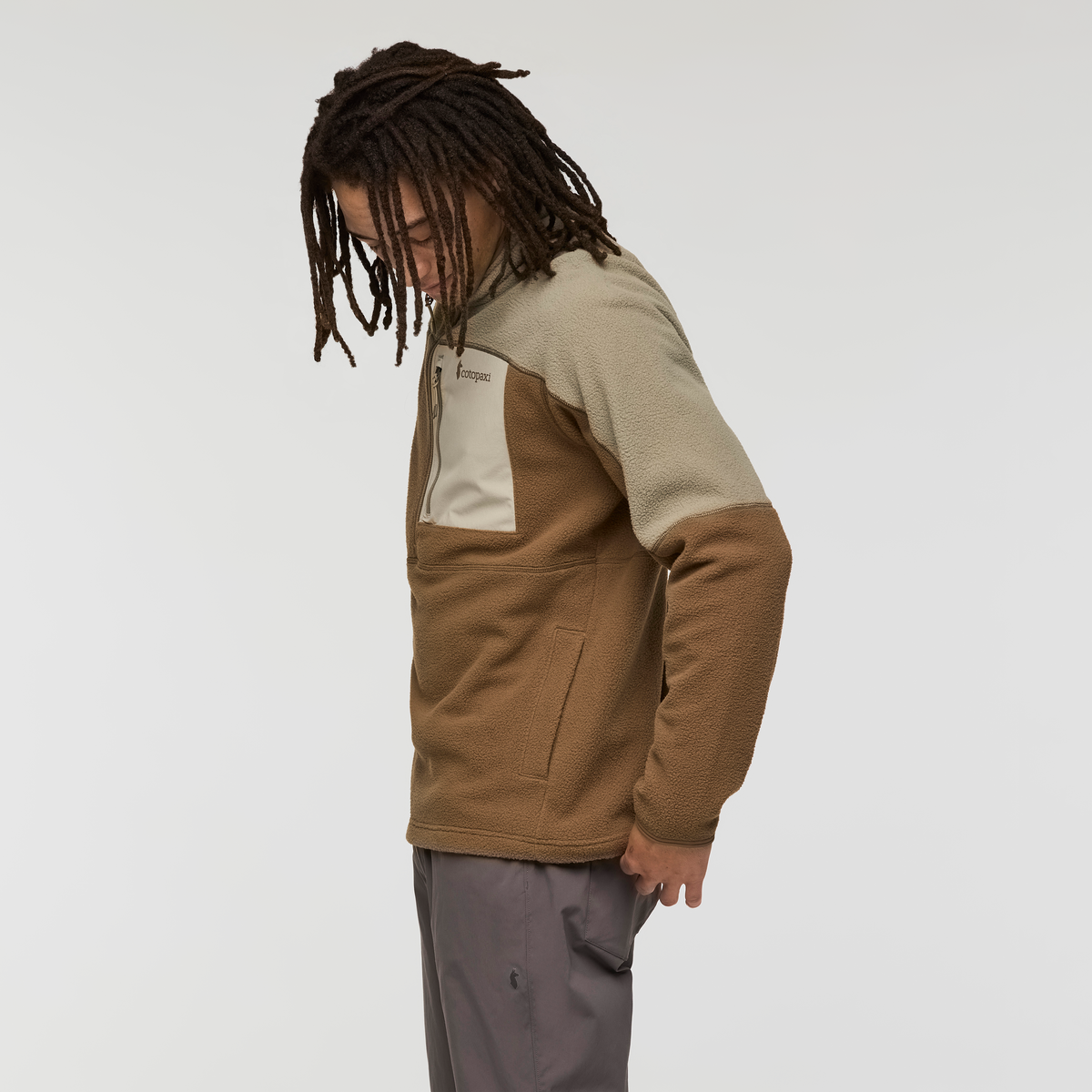 Abrazo Fleece Half-Zip Jacket - Men's, Stone/Dune, Model Kai