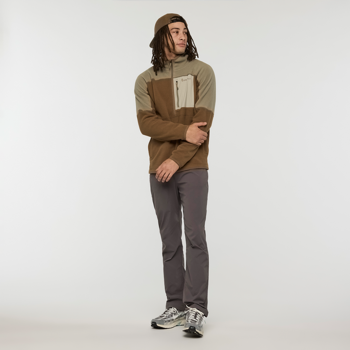 Abrazo Fleece Half-Zip Jacket - Men's, Stone/Dune, Model Kai