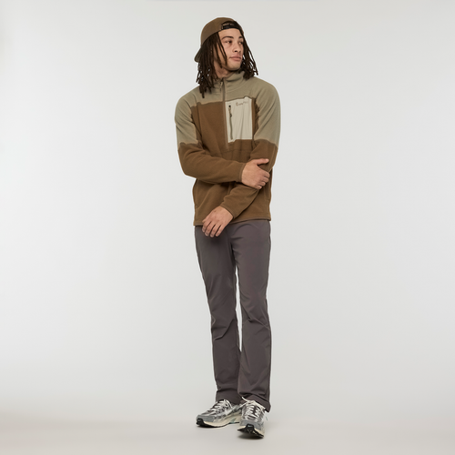 Abrazo Fleece Half-Zip Jacket - Men's, Stone/Dune, Model Kai