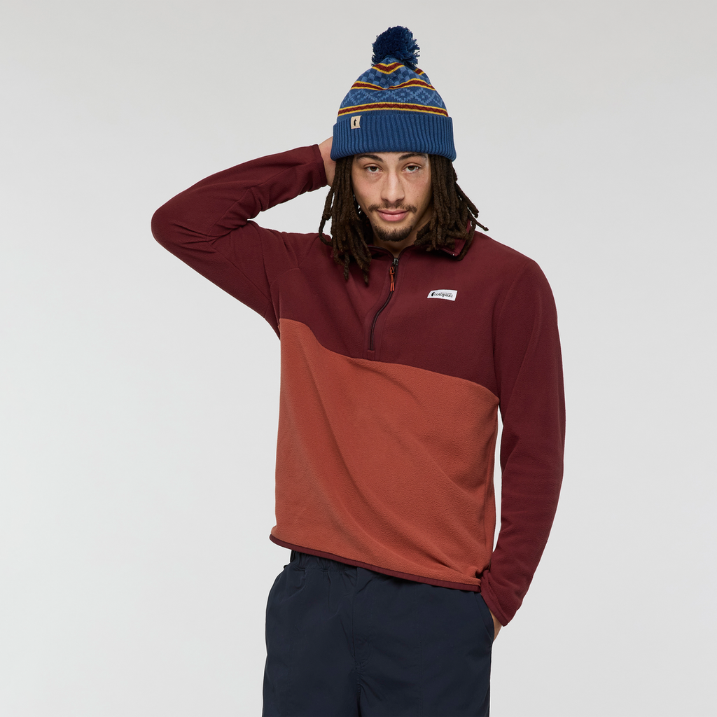 Amado Fleece Pullover - Men's, Mulberry/Nutmeg, Model Kai