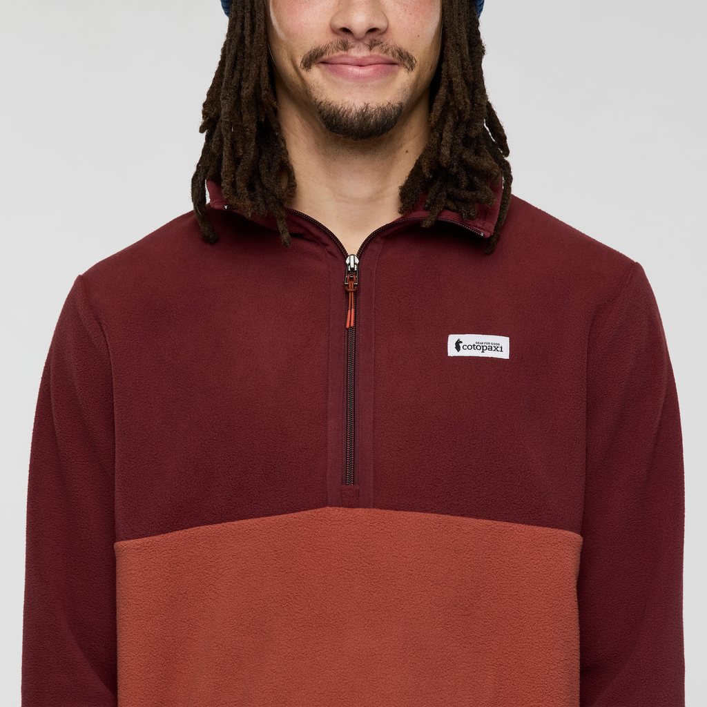 Amado Fleece Pullover - Men's, Mulberry/Nutmeg, Model Kai
