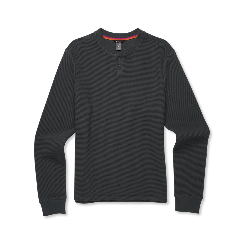 Atajo Long-Sleeve Waffle Henley - Men's, Charcoal, Model Kai, flatlay