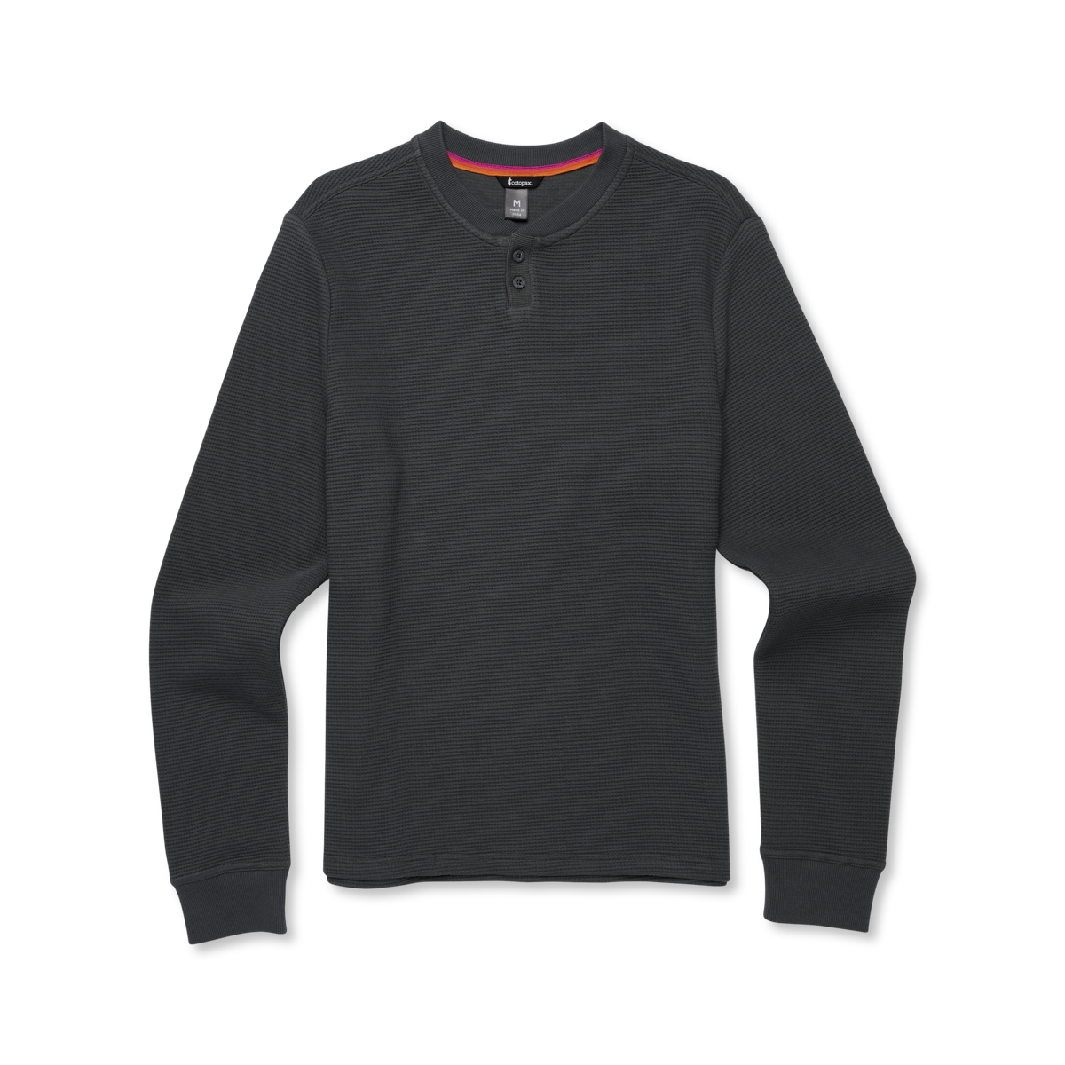 Atajo Long-Sleeve Waffle Henley - Men's, Charcoal, Model Kai, flatlay