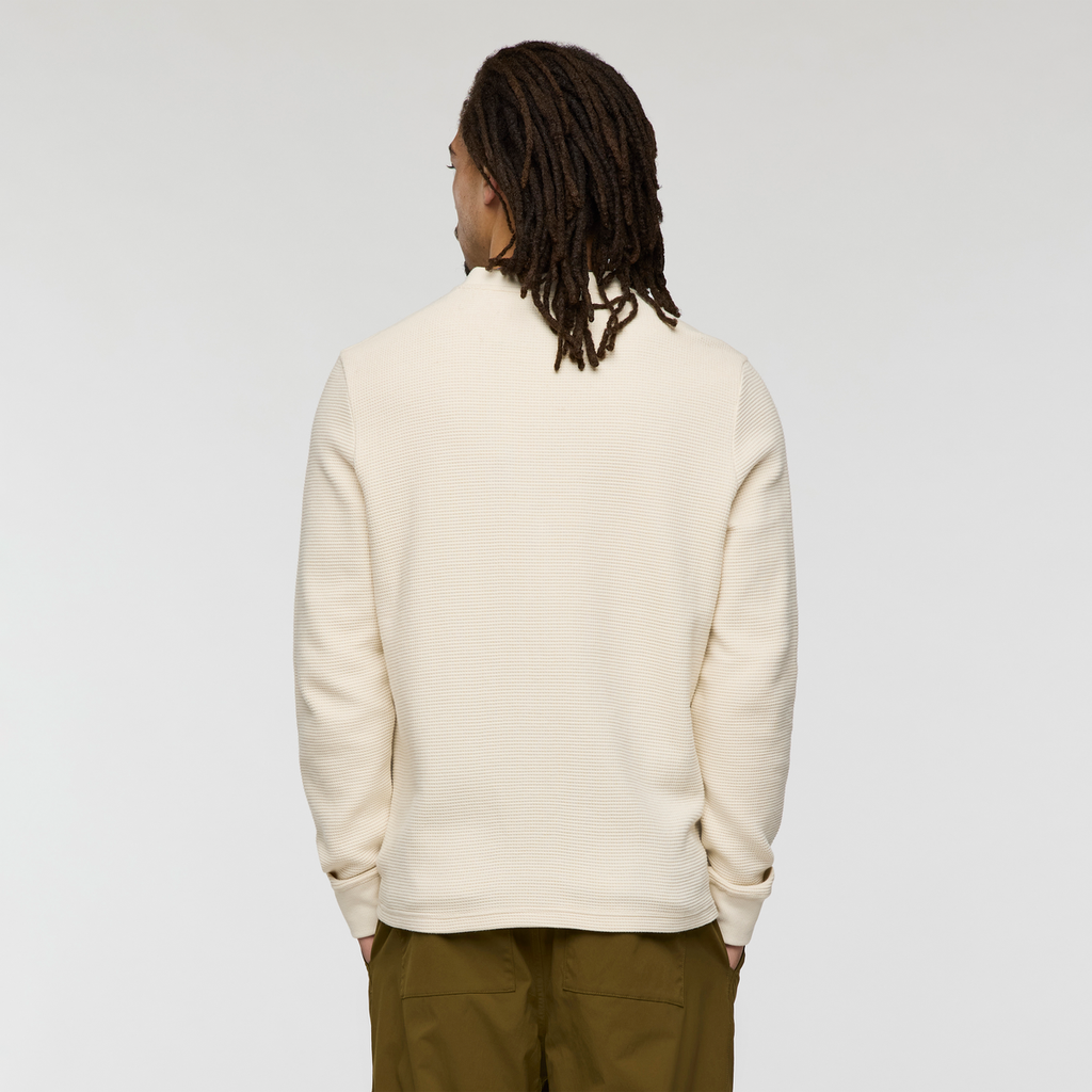 Atajo Long-Sleeve Waffle Henley - Men's, Cream, Model Kai