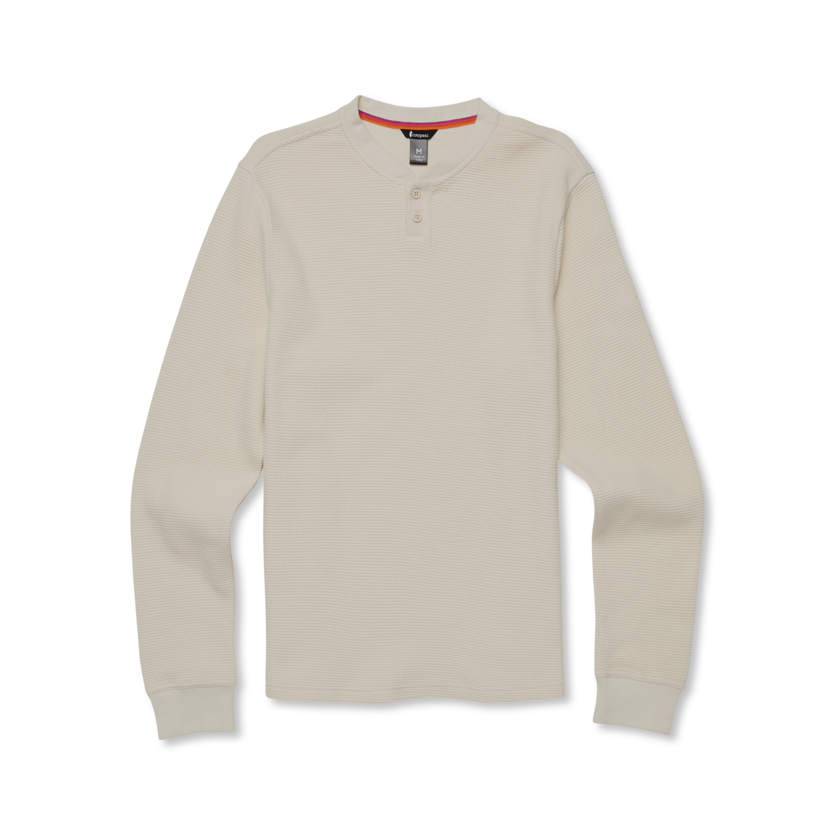 Atajo Long-Sleeve Waffle Henley - Men's, Cream, Model Kai, flatlay
